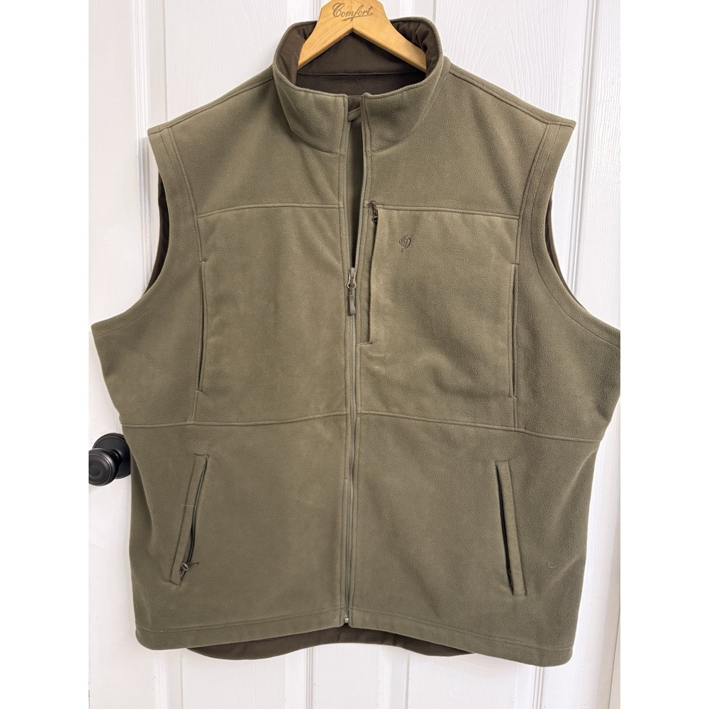 Duck Camp Vantage Fleece Outdoor Vest Full Zip Pockets Hunting Green Men's 2XL